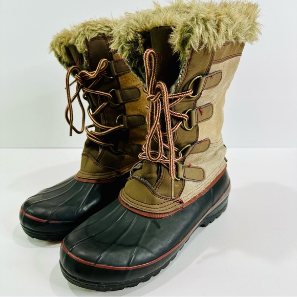 🎀 KHOMBU WOMENS SHERPA STYLE WINTER SNOW BOOTS SIZE 9 GREAT COND LOTS OF LIFE - Picture 3 of 9